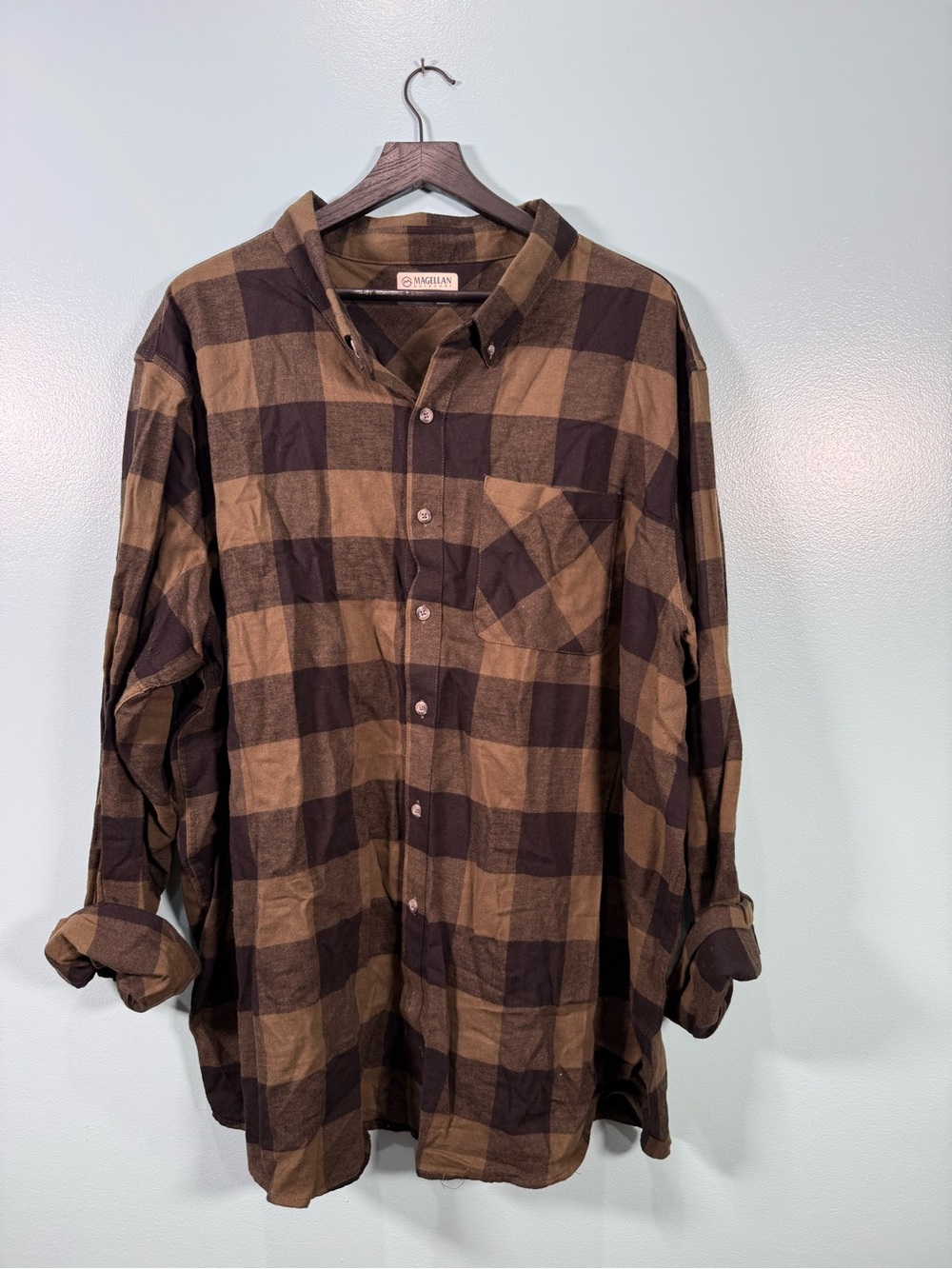 Magellan Outdoors green and black Plaid Button-Down Shirt